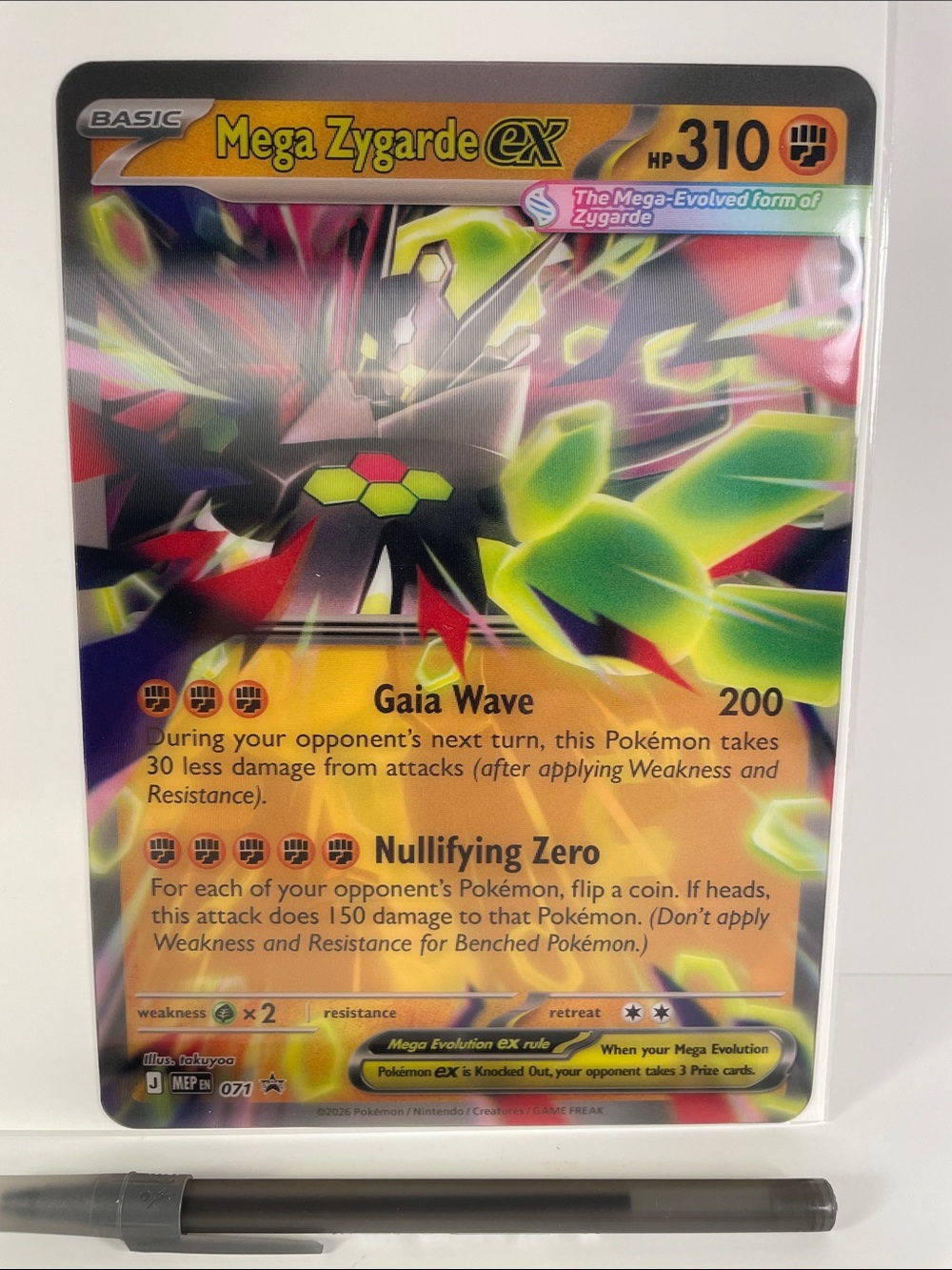JUMBO Lenticular Pokemon Mega Zygarde EX Card - Yellow Green Black Holo
